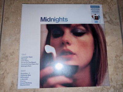 HAND SIGNED Taylor Swift Midnights Moonstone Blue Marbled Vinyl Autograph Insert