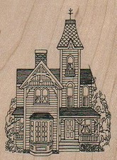 Tall Victorian House 2 x 2 1/2" Rubber Stamp, Structures Stamp, Places Stamp
