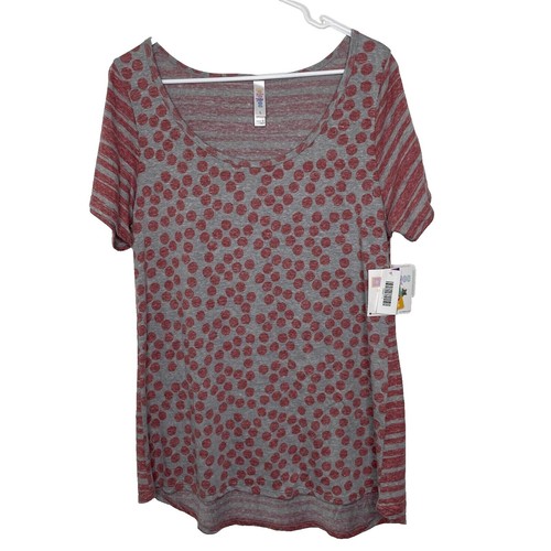 T-shirt LuLaRoe Perfect T – Gris Chiné à Fleurs – Taille 2XS (Neuf Avec étiquette)