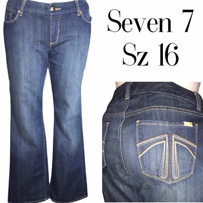 Seven 7 sz 16 Plus Thick Threaded Pockets Boot Women's Denim Blue Jeans