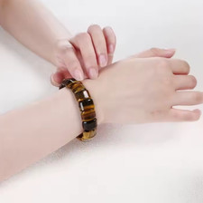 Tiger's Eye Bracelet Bangle Natural Tiger Eye Stone Bead Healing Energy Bracelet