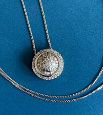 1ct Diamond Necklace 9ct in White Gold Circle Of Life Chain 1ct Halo Round