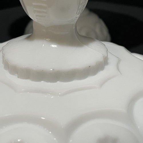 Moon and Star Milk Glass L. E. Smith Glass Lidded Compote Dish 10” Tall 6” Wide - Picture 9 of 21