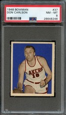 1948 Bowman Basketball #37 Don Carlson Minneapolis Lakers PSA 8 " LOW POP "