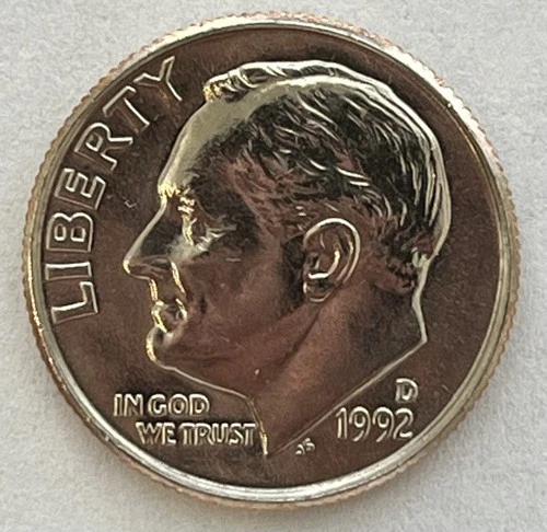 1992-D  Clad Uncirculated Roosevelt Dime taken from a United States Mint Set