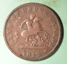 1852 - Bank of Upper Canada ONE Penny Token  - INV#Z-1013