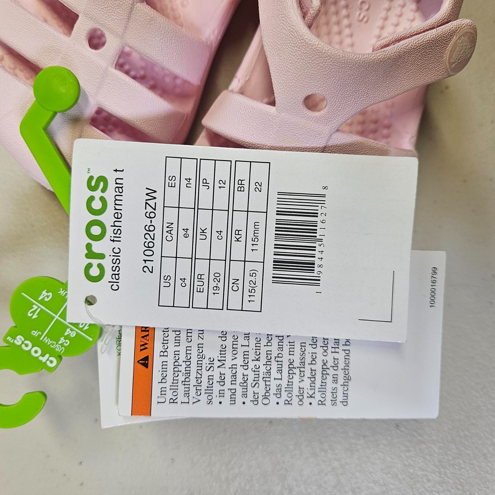 Crocs Classic Fisherman Sandals Toddler Pink UK C4 EU 19 20 Kids Shoes image 6