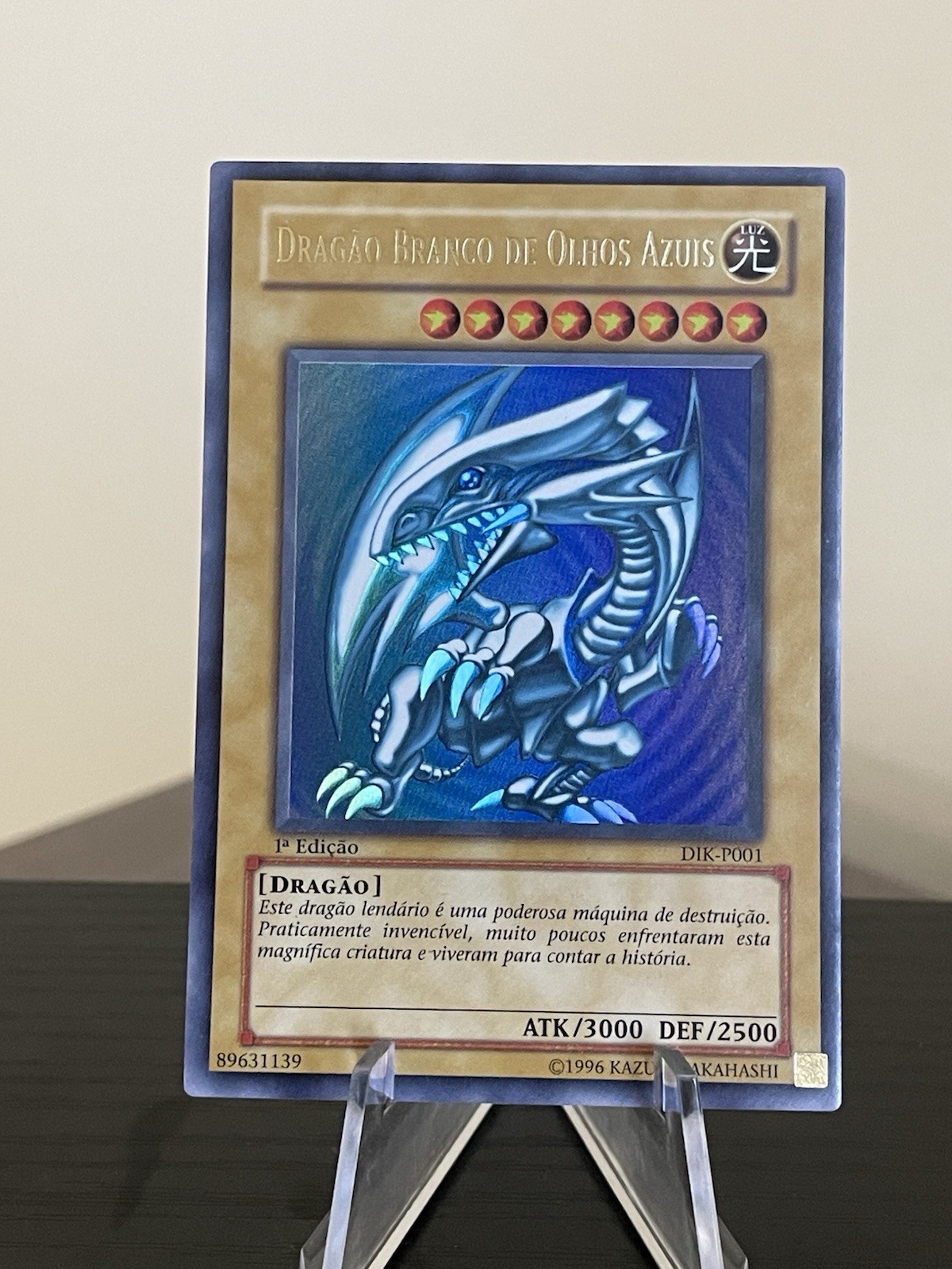 Yu Gi Oh Blue Eyes White Dragon DIK-P001 1st Edition Portuguese NM