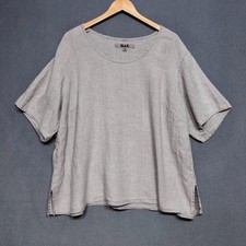 FLAX Top 100% Linen Size 2G 22/24 Fundamental Boxy Tee Lagenlook Oatmeal Natural
