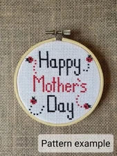 Counted Cross Stitch Happy Mother's Day Ladybugs Pattern