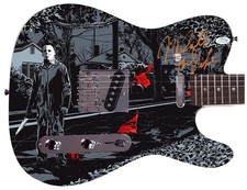 Nick Castle Signed Halloween Michael Myers Photo Guitar Exact Proof ACOA
