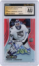 Henrik Lundqvist Rangers Signed 2019-20 Upper Deck Synergy #35 CGC Auto 10 Card