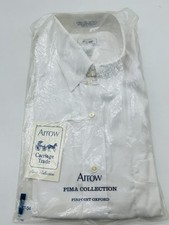 Vintage Arrow Mens White Pima Collection Dress Shirt 17-34 NWT Made in USA