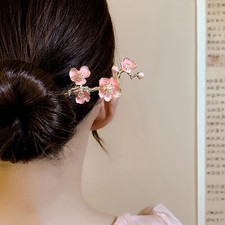 Chinese Style Cherry Blossom Hairpin Pink Metal Design Simple Elegant Creati