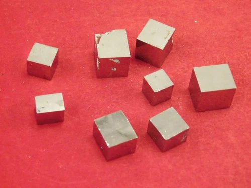 Big Lot of Eight! Small PYRITE Crystal CUBES orCubic Crystals From Spain 44.6gr