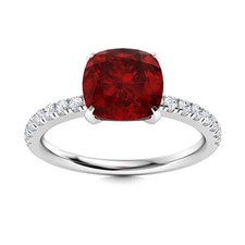925 Silver Garnet Gemstone Birthday Solitaire with Accents Ring Jewelry