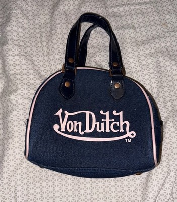 RARE Vintage 2000s Von Dutch Denim Mini Bowling Bag Purse Y2K