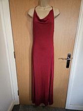 Karen Millen Red Silver Glitter Cowl Neck Strappy Open Back Dress UK 12 Stretchy