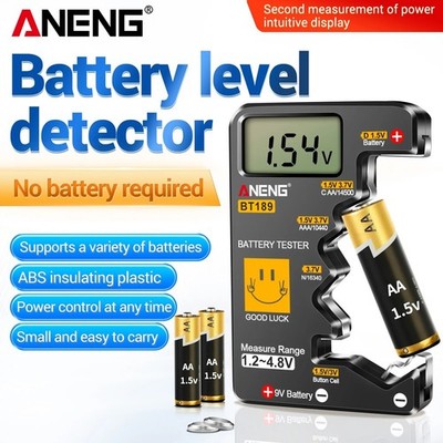 LCD Digital Battery Tester Checker For AA AAA C D 9V Button Cell Batteries