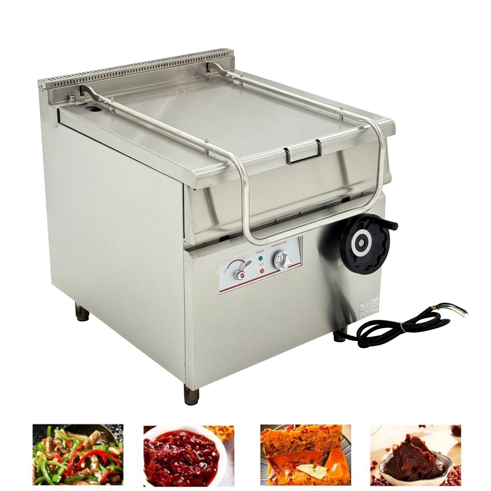 21Gal Commercial Electric Tilting Skillet Braising Pan 0-90° Tiltable Frying Pot