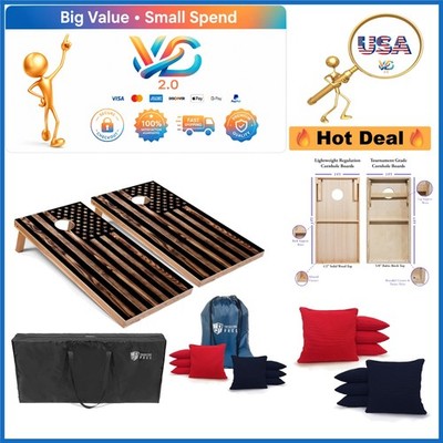 American-Themed 4x2 LED Cornhole Board Set with Bean Bags & Carrying Case