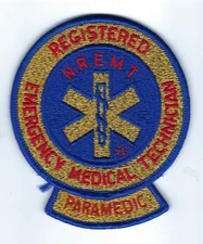 NREMT Registered Emergency Medical Technician PARAMEDIC GOLD MYLAR patch - NEW!