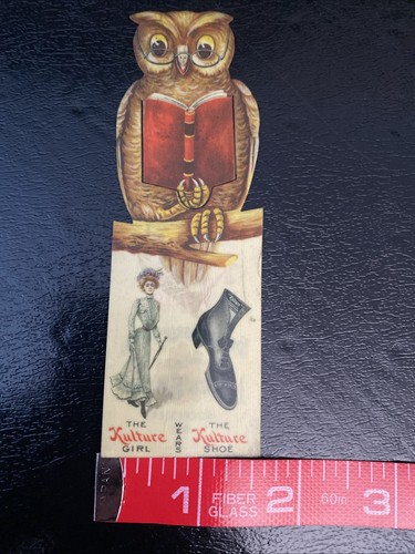 Vintage 1900s Kulture Ladies Shoes Owl Celluloid Advertising Bookmark Bandcroft - Picture 7 of 13