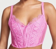 Victoria  s Secret Dream Angels Unlined Lace Up Corset Top Lilac Chiffon Size M