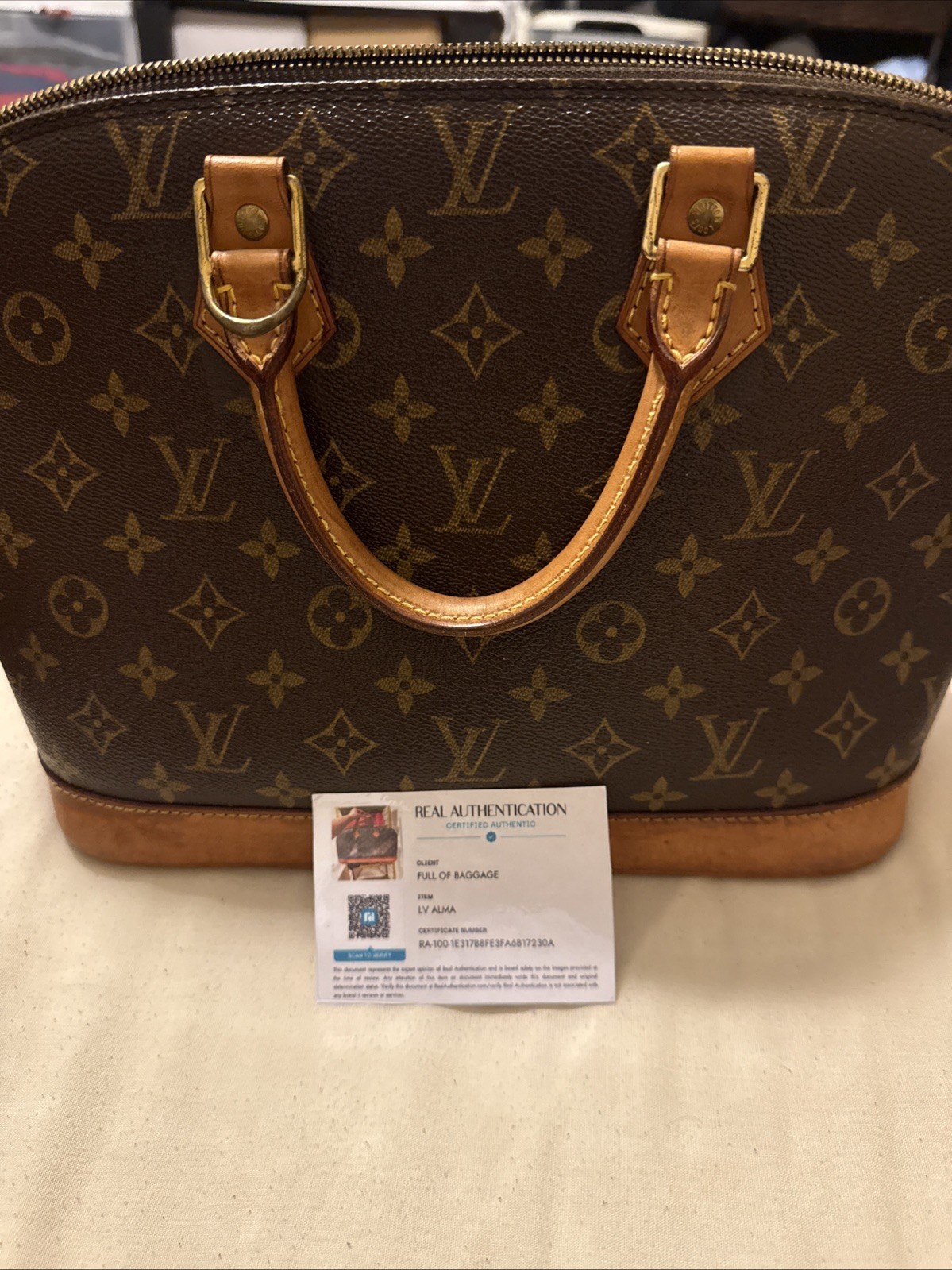 Louis Vuitton Alma Shoulder Bag PM Brown Canvas/Leather