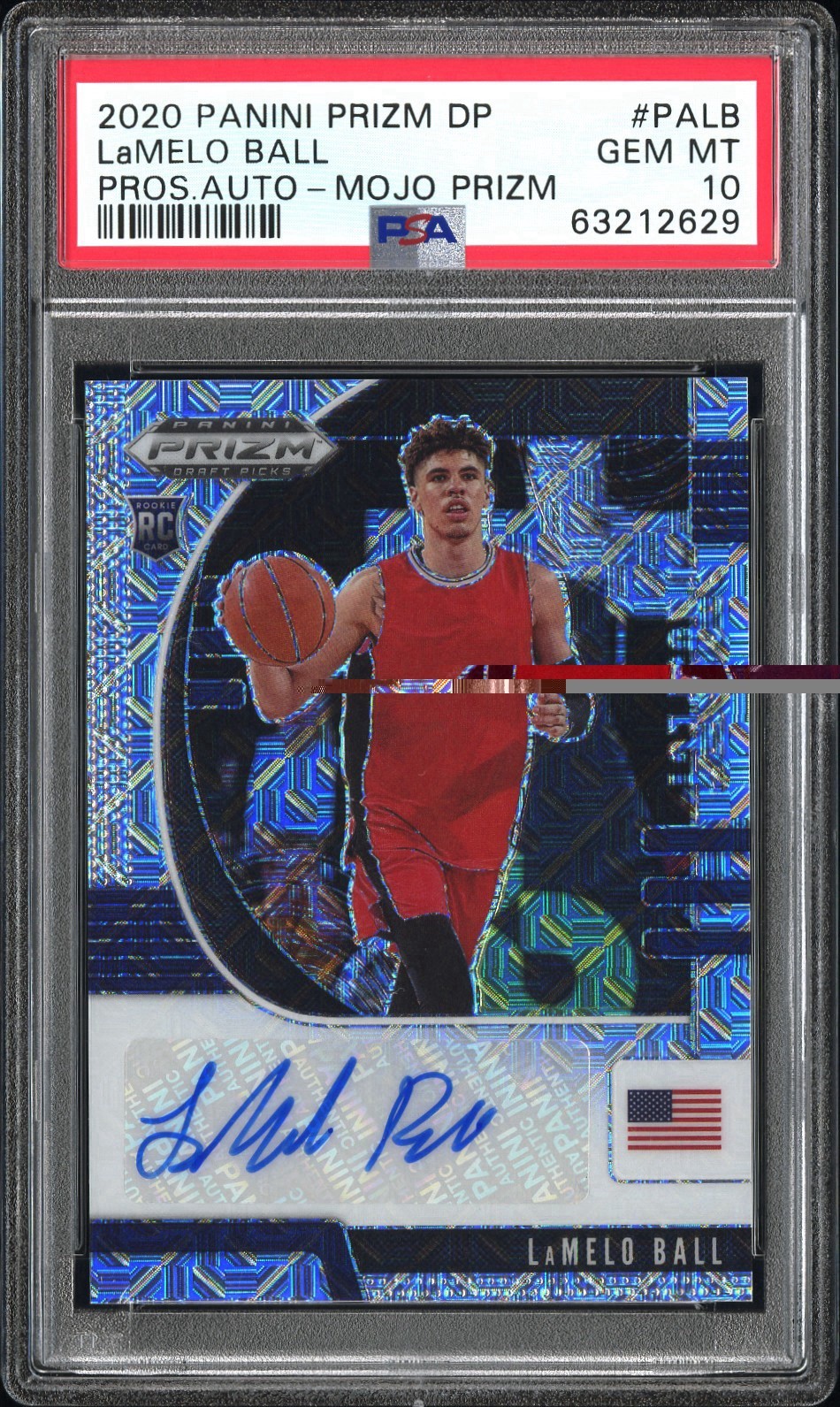 2020 Panini Prizm LaMelo Ball #PALB /25 Auto Mojo Prizm DP - PSA 10 GEM MT