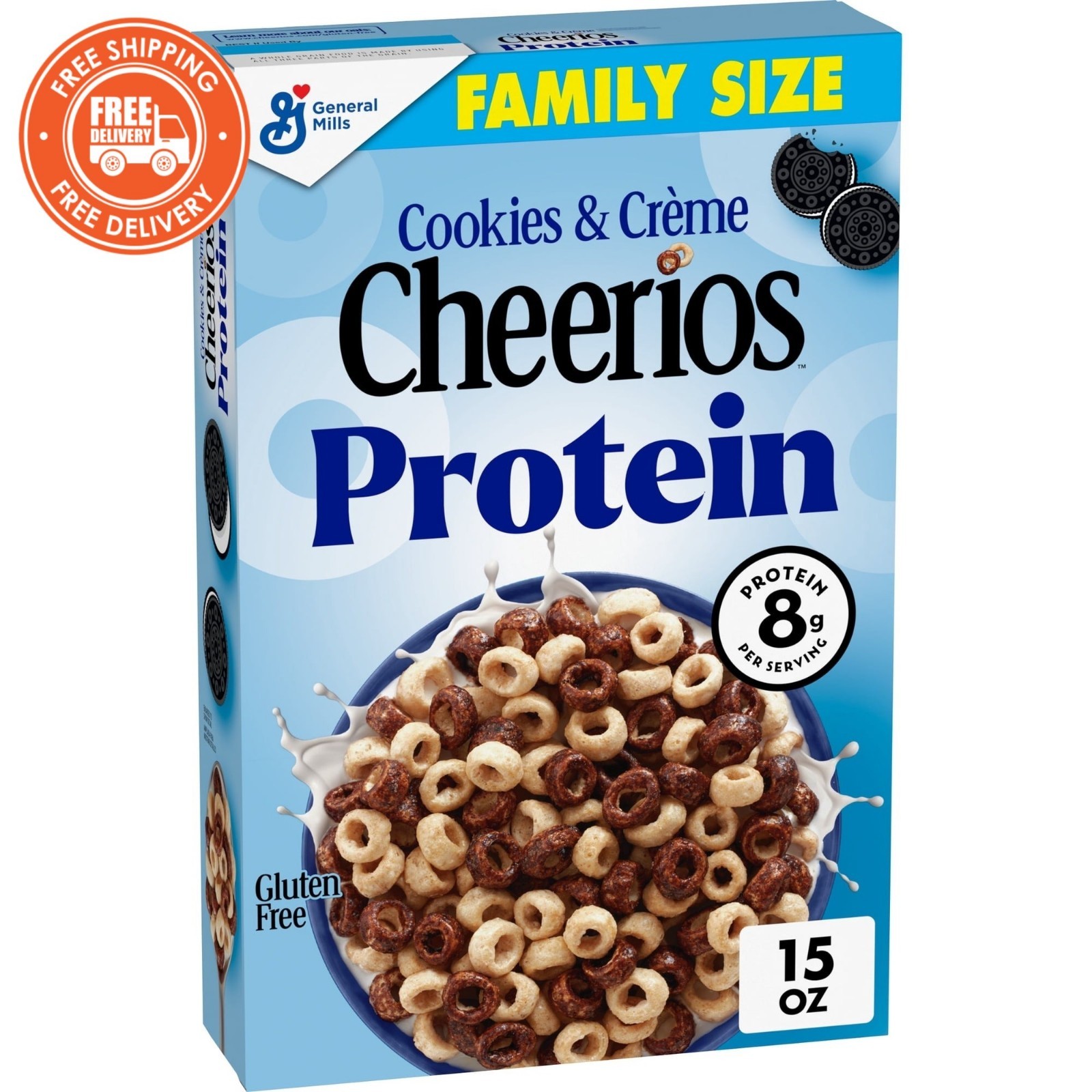 Cheerios Protein Cereal, Cookies & Cr&egrave;me, 8g Protein, Family Size, 15 oz