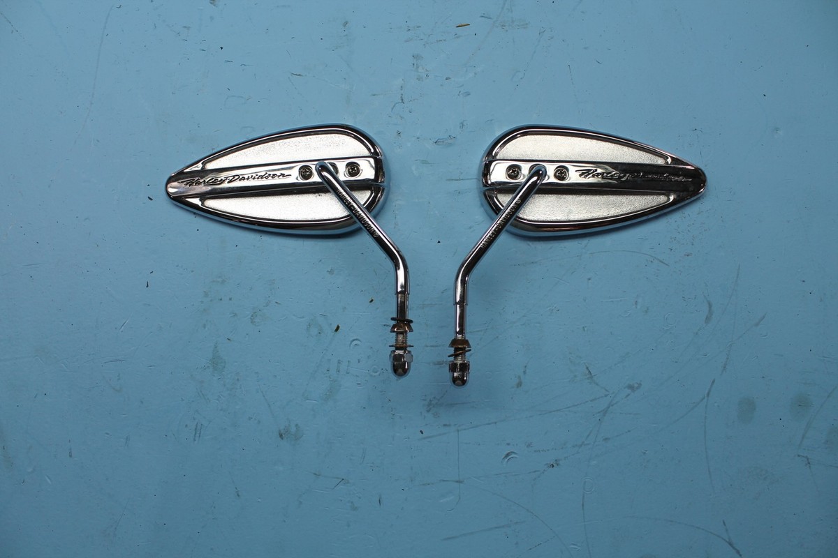 Harley Davidson tear drop script mirror touring softail dyna