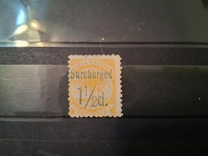 WESTERN SAMOA 1895 #24 USED (LOT 24) ONE AND HALF PENNY HANDSTAMPED NEW PRICE