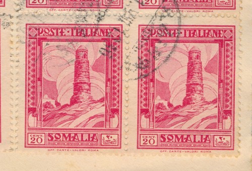 Cubierta italiana Etiopía 1936 Somalilandia 2,5 L negra 12 correo aéreo directo daoua-trento, en muy buen estado - Imagen 12 de 22