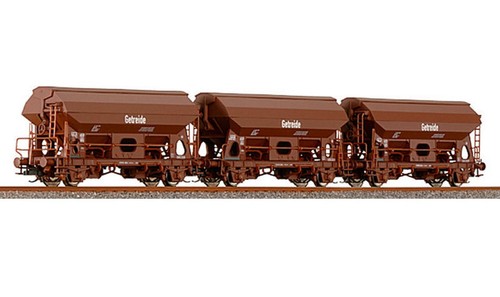 ** Tillig 3er Set Schüttgutwagen „DR Getreide“ DB Tds Schwenkdach TT  01468 *** | Zustand: Gebraucht