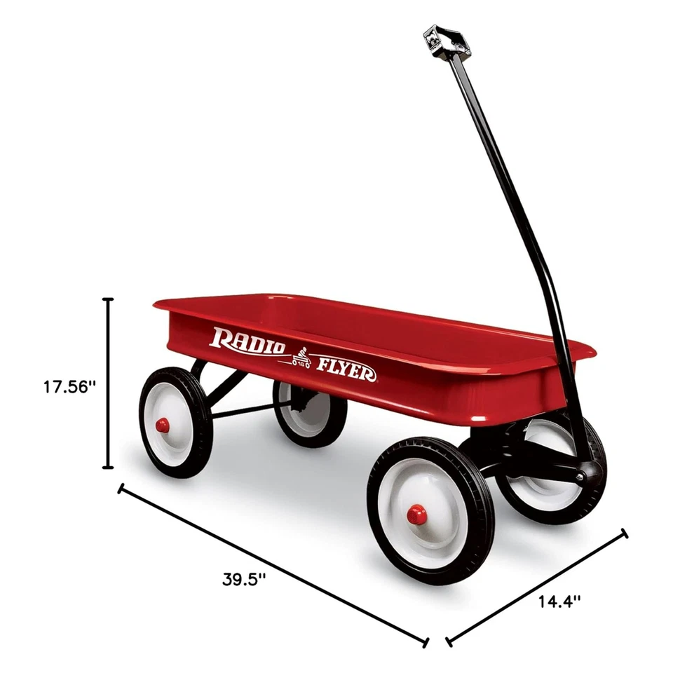 Radio Flyer 18Z 10 pulgadas ruedas de acero diseño clásico niños vagón rojo (caja abierta) Foto 3 de 4