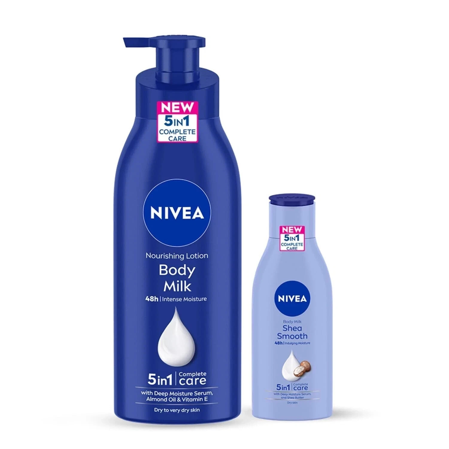Nivea 5 in 1 Complete Care Body Milk 400ml with Shea Smooth Lotion 120ml