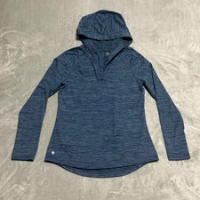Hi Tec Heather Blue Athletic Hoodie Pullover Size S V Neck Long Sleeve