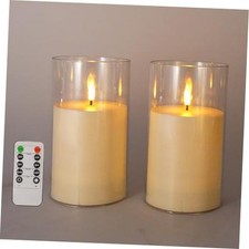 7" x 4" Large Waterproof Outdoor Flameless D 4" X H 7" Ivory Clear Acrylic