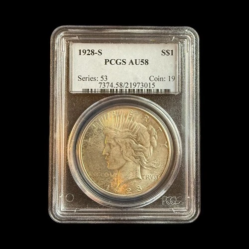 1928-S Peace Silver Dollar $1 - PCGS AU58 - 0338
