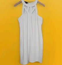 Vtg INC. International Concepts Dress Halter Y2K w Cutouts Lined White Large