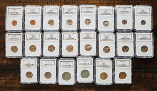 Complete 2005 P & D SMS 22-Coin Set (1c, 5c, 10c, 25c, 50c, $1) | NGC MS67