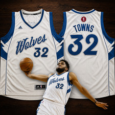 Rare Adidas NBA Karl-Anthony Towns 2015 Timberwolves Christmas Day Jersey L + 2