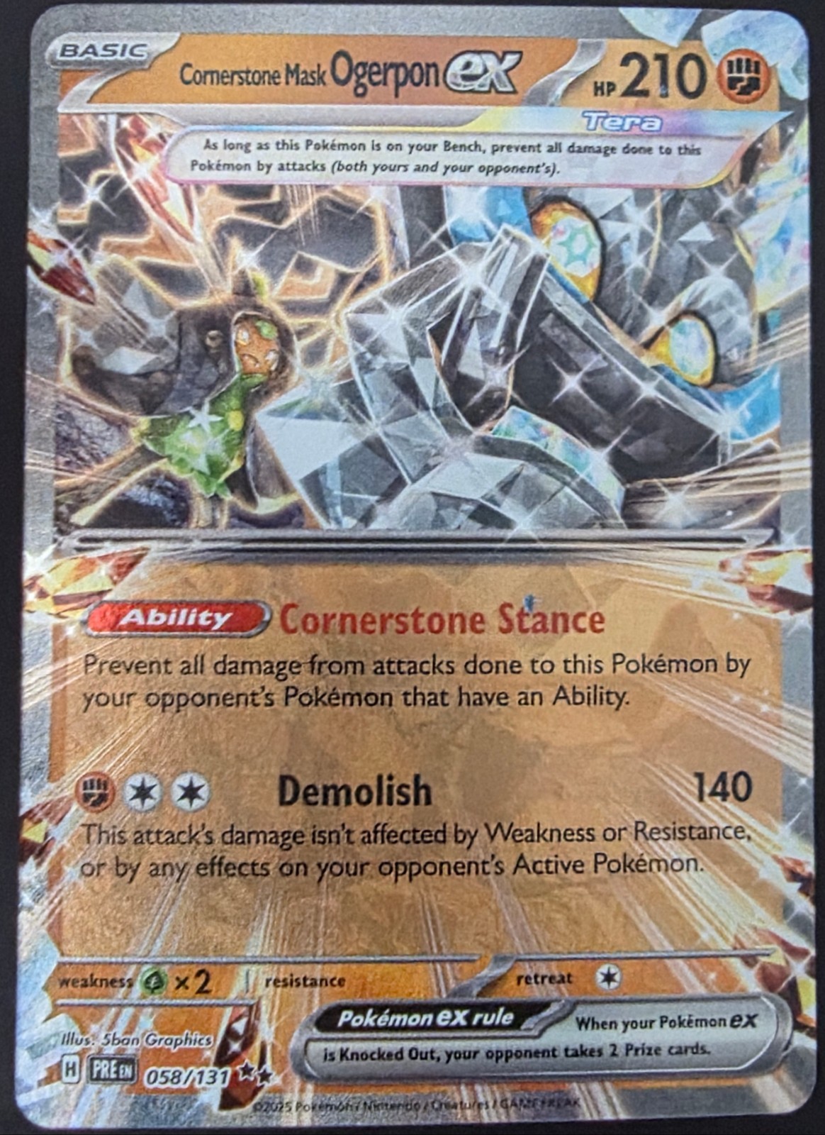 Cornerstone Mask Ogerpon ex #58 - Pokemon Prismatic Evolutions