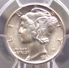 1935 "P" Mercury SILVER Dime 10c PCGS MS66 #001 Gem BU Uncirculated ECC&C, Inc.