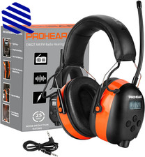 027 AM FM Radio Headphones with Digital Display 25dB NRR Safety Ear Protection