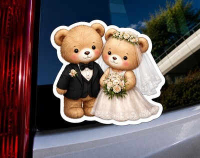 Cute Teddy Bear Wedding Tumbler Stanley Sticker Bride Groom Marriage Vinyl Decal