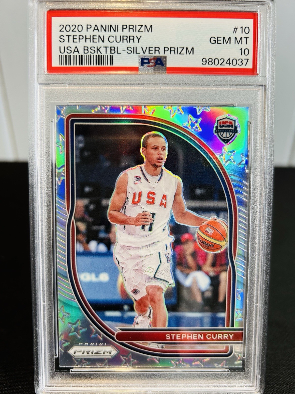 🔥2020 USA Basketball Silver Prizm #10 Stephen Curry PSA 10