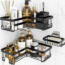 Corner Shower Caddy, 3 Pack Adhesive Bathroom with Soap Holder, Storage Stain...