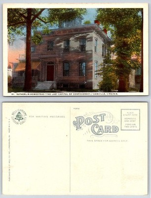 Danville Virginia Sutherlin Homestead Last Capitol Of Confederacy Postcard AM705